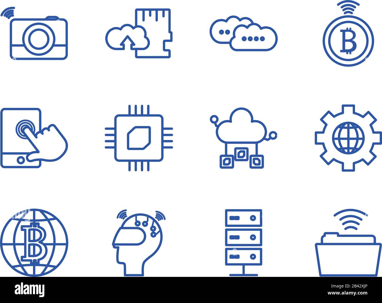 line style icon set design, technology internet digital communication ...