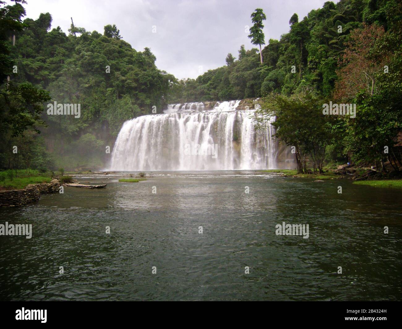 Wide shot of Tinuy-an Falls, dubbed as the Little Niagara Falls of the Philippines in Surigao del Sur. Stock Photo