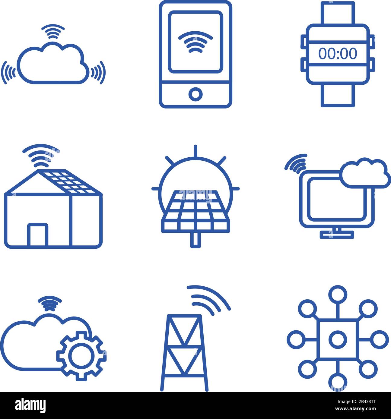 line style icon set design, technology internet digital communication ...