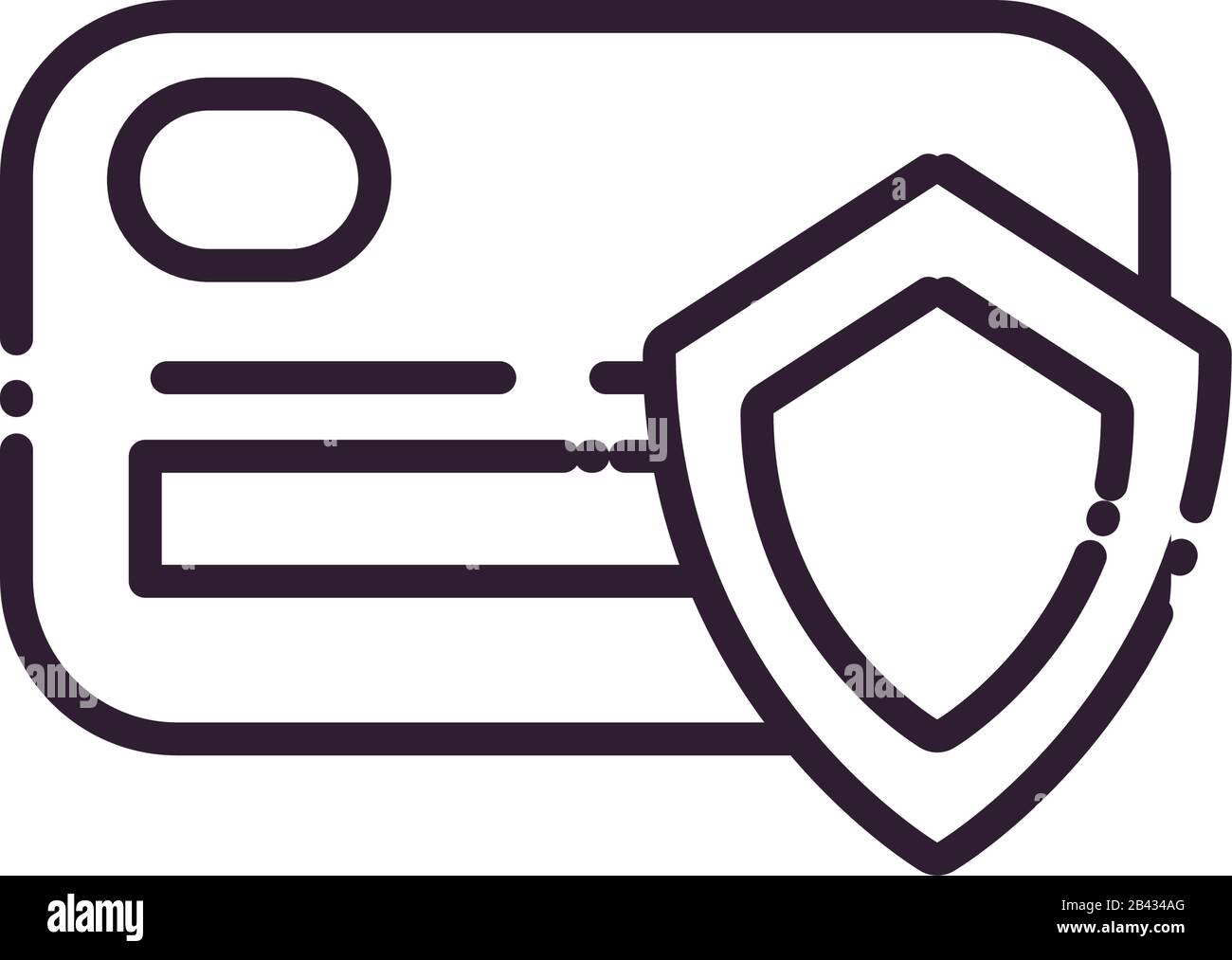 credit card with shield line style icon of money financial item banking ...