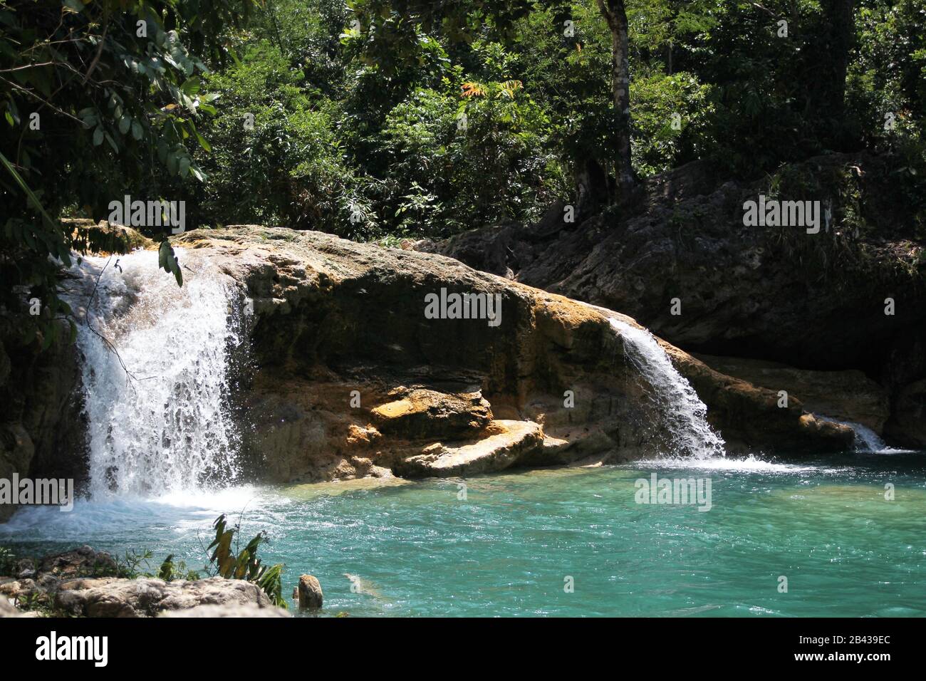 Close up of Baobao Falls, one of the attractions in Liangga, Surigao del Sur, Philippines. Stock Photo
