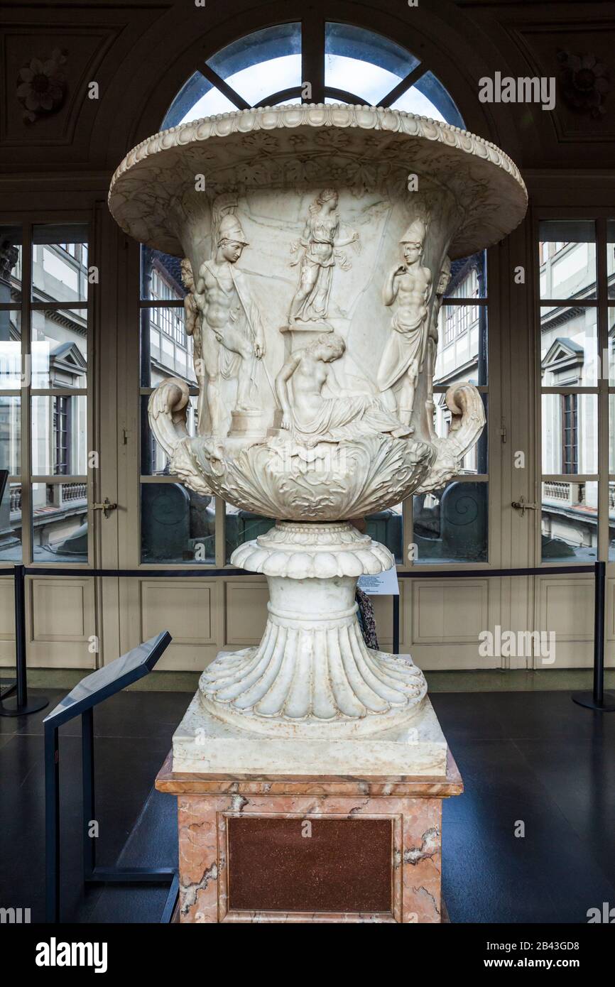 Medici Vase, Uffizi Gallery, Florence, Italy. Stock Photo