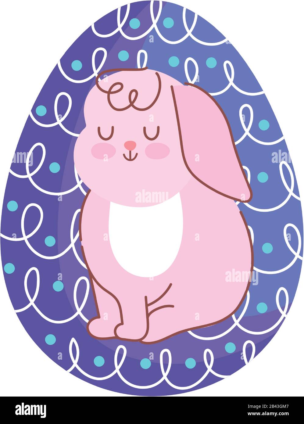 happy easter cute rabbit painted in egg decoration vector illustration ...
