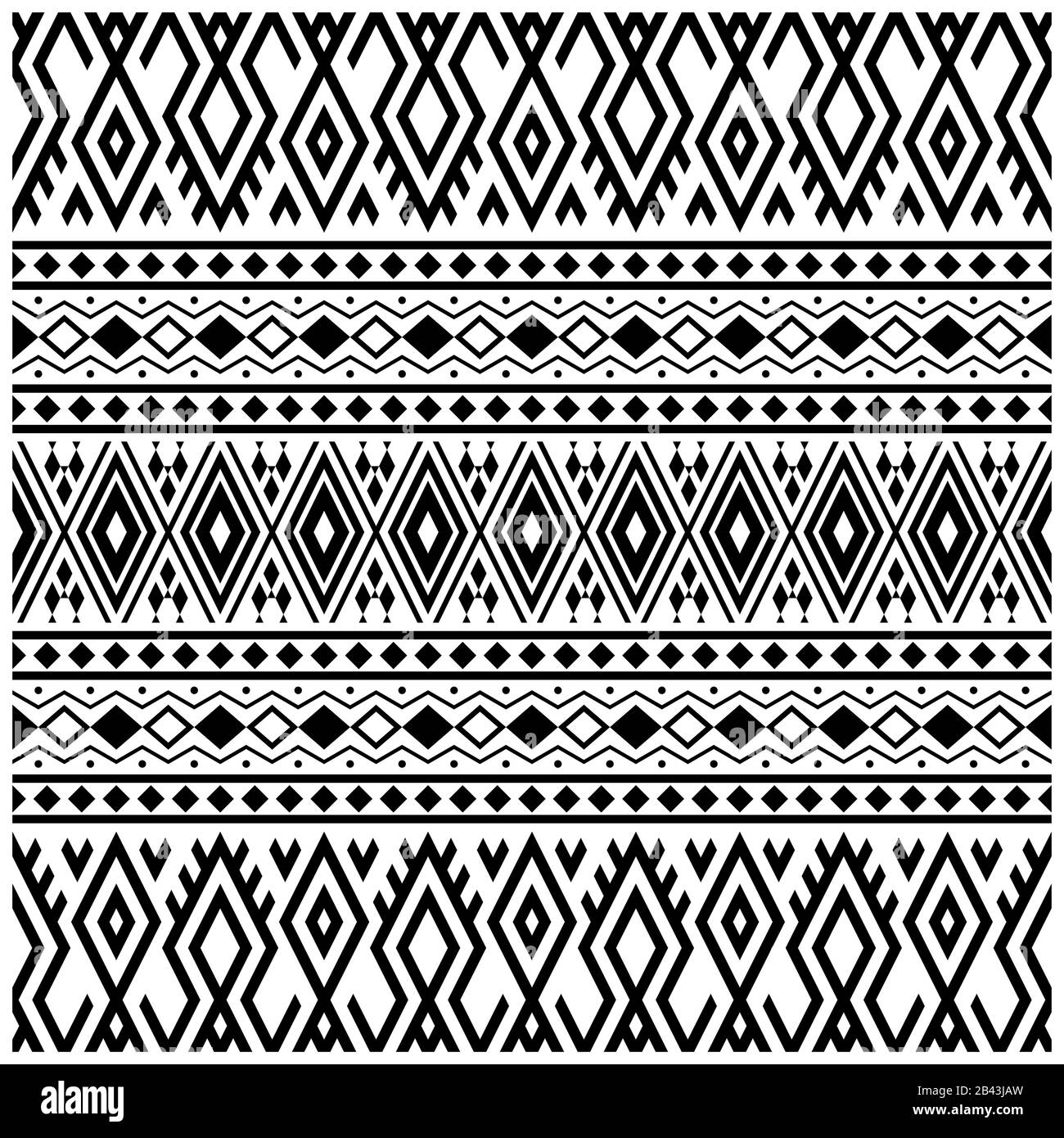 Aztec ethnic seamless pattern design in black and white color. Tribal ...