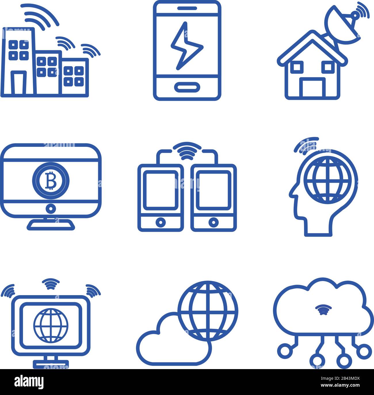 line style icon set design, technology internet digital communication ...