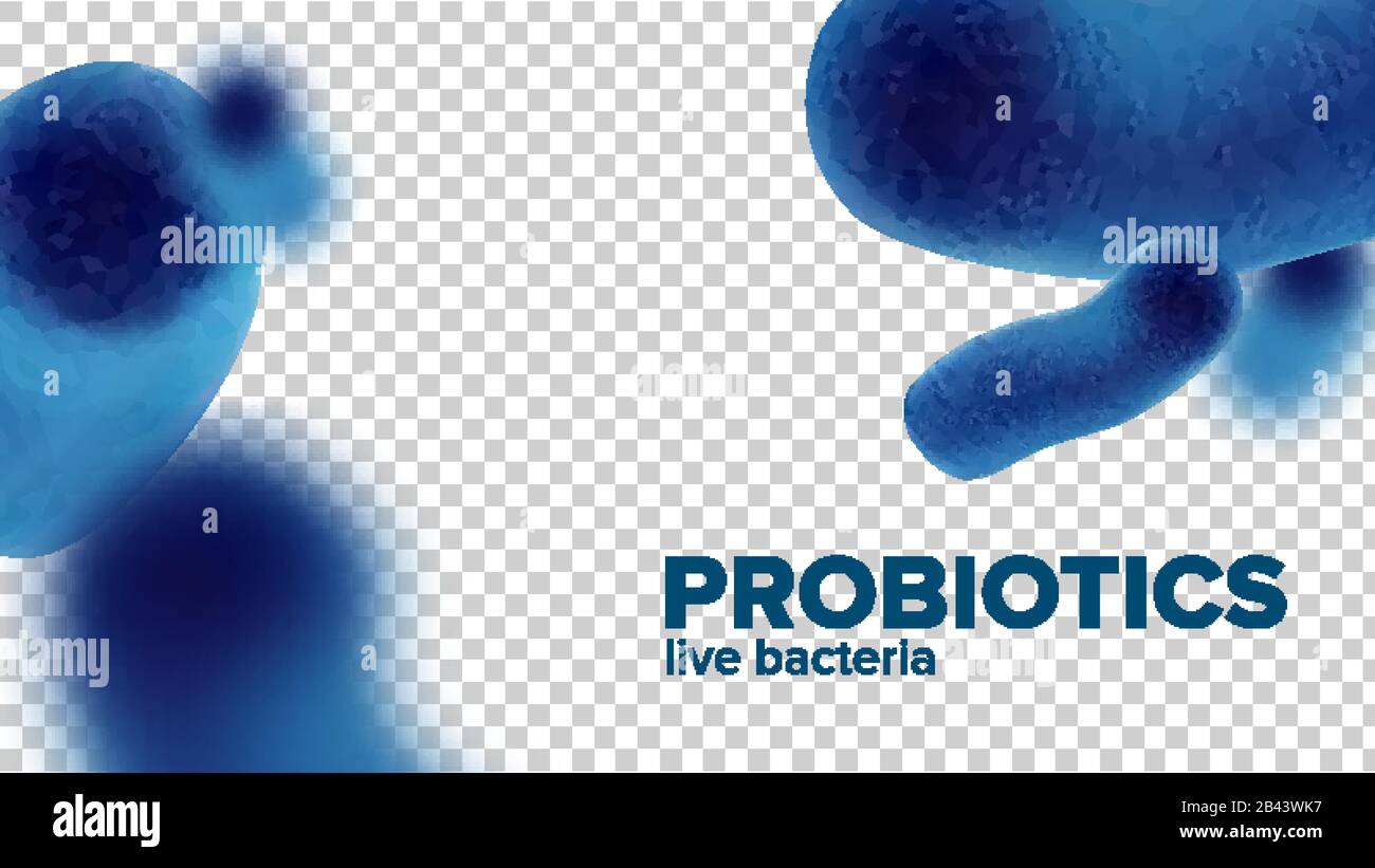 Microscopic Probiotics Live Blue Bacteria Vector Stock Vector