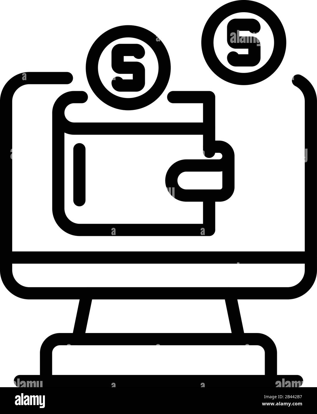 Monitor money wallet icon, outline style Stock Vector Image & Art - Alamy