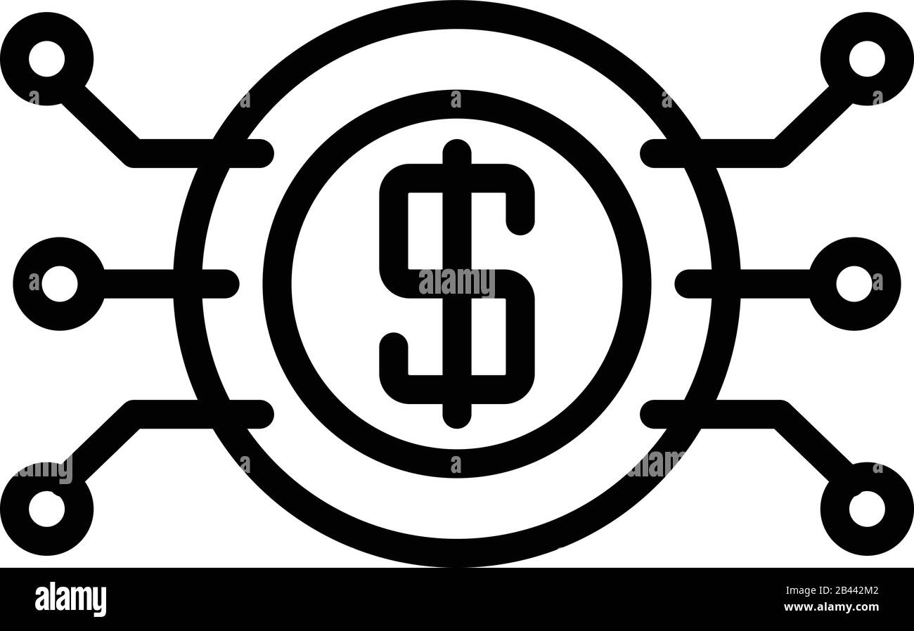 Secured digital money icon, outline style Stock Vector