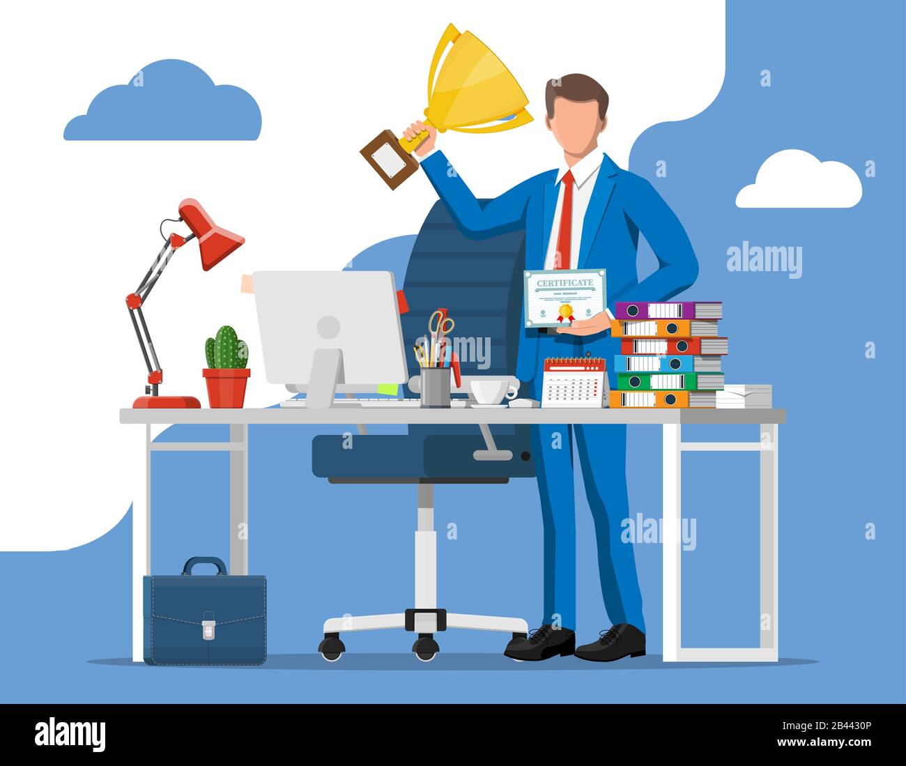 Office Computer Tryphc Business man, desk, trophy hi-res stock photography and images - Alamy