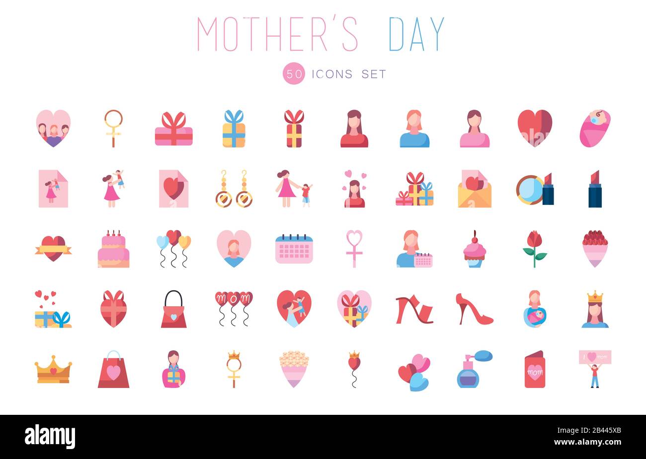 fill style icon set design, happy mothers day love relationship ...