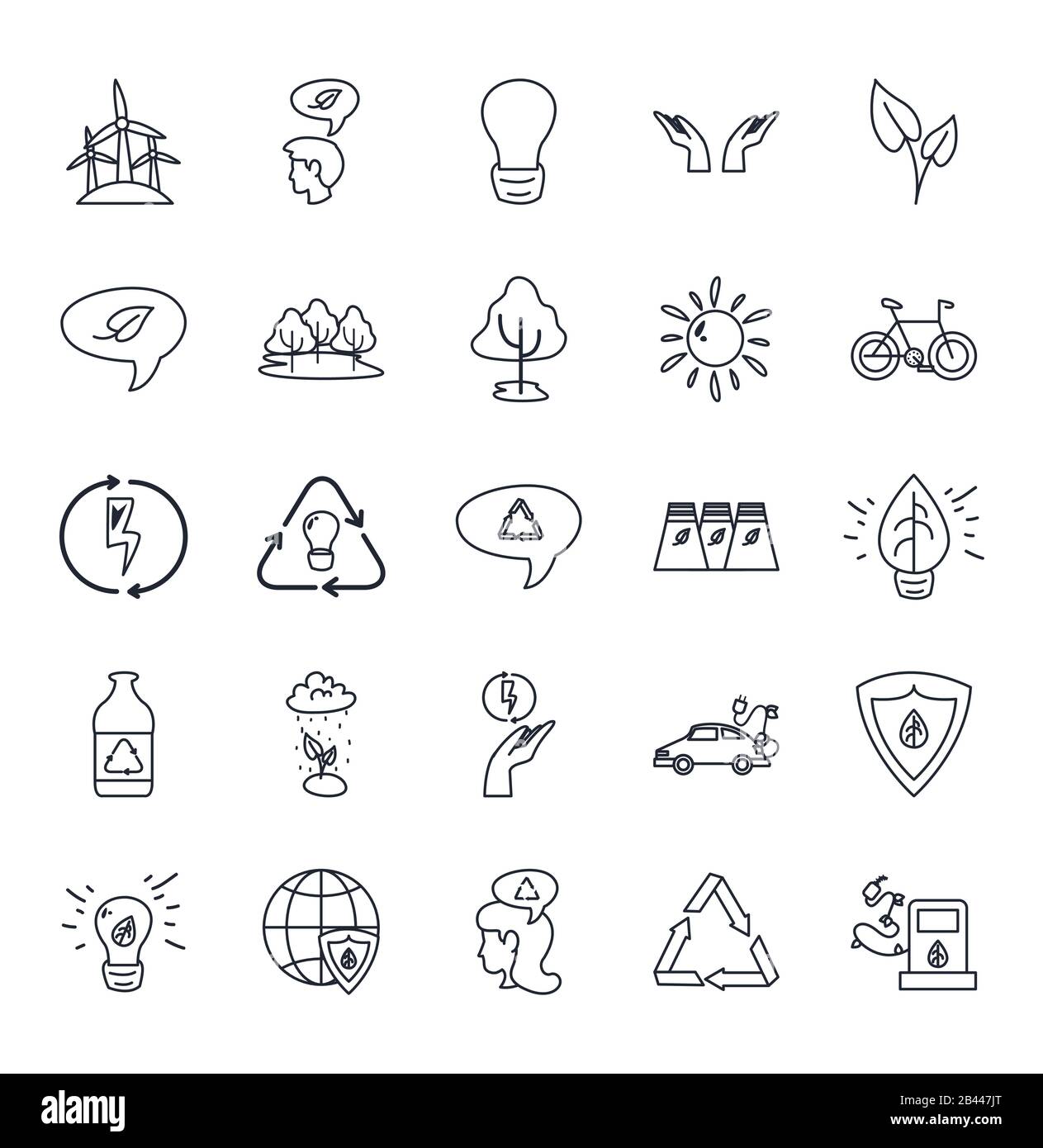 line style icon set design, Ecology eco save green natural organic ...