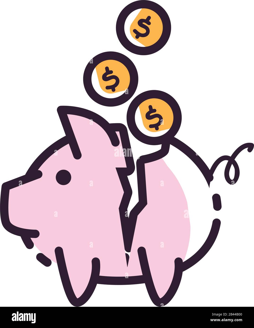 piggy with coins fill style icon of money financial item banking ...