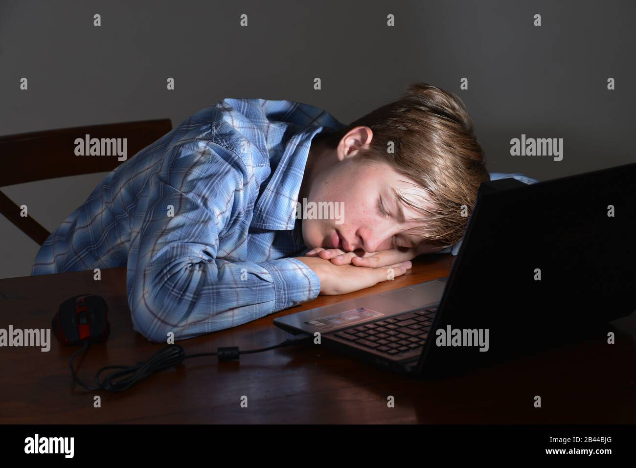Jugendlicher, Computer, Schlaf Stock Photo