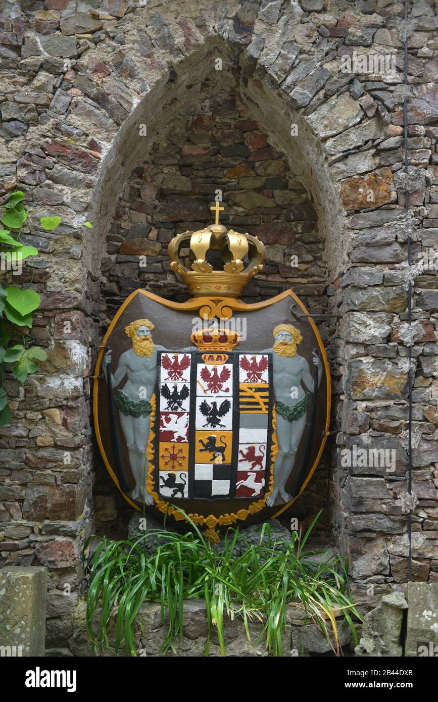 Wappen, Burg Rheinstein, Rheinland-Pfalz, Deutschland Stock Photo