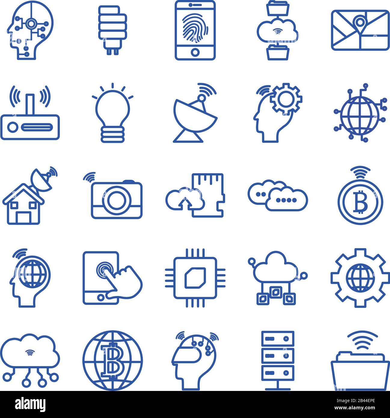 line style icon set design, technology internet digital communication ...