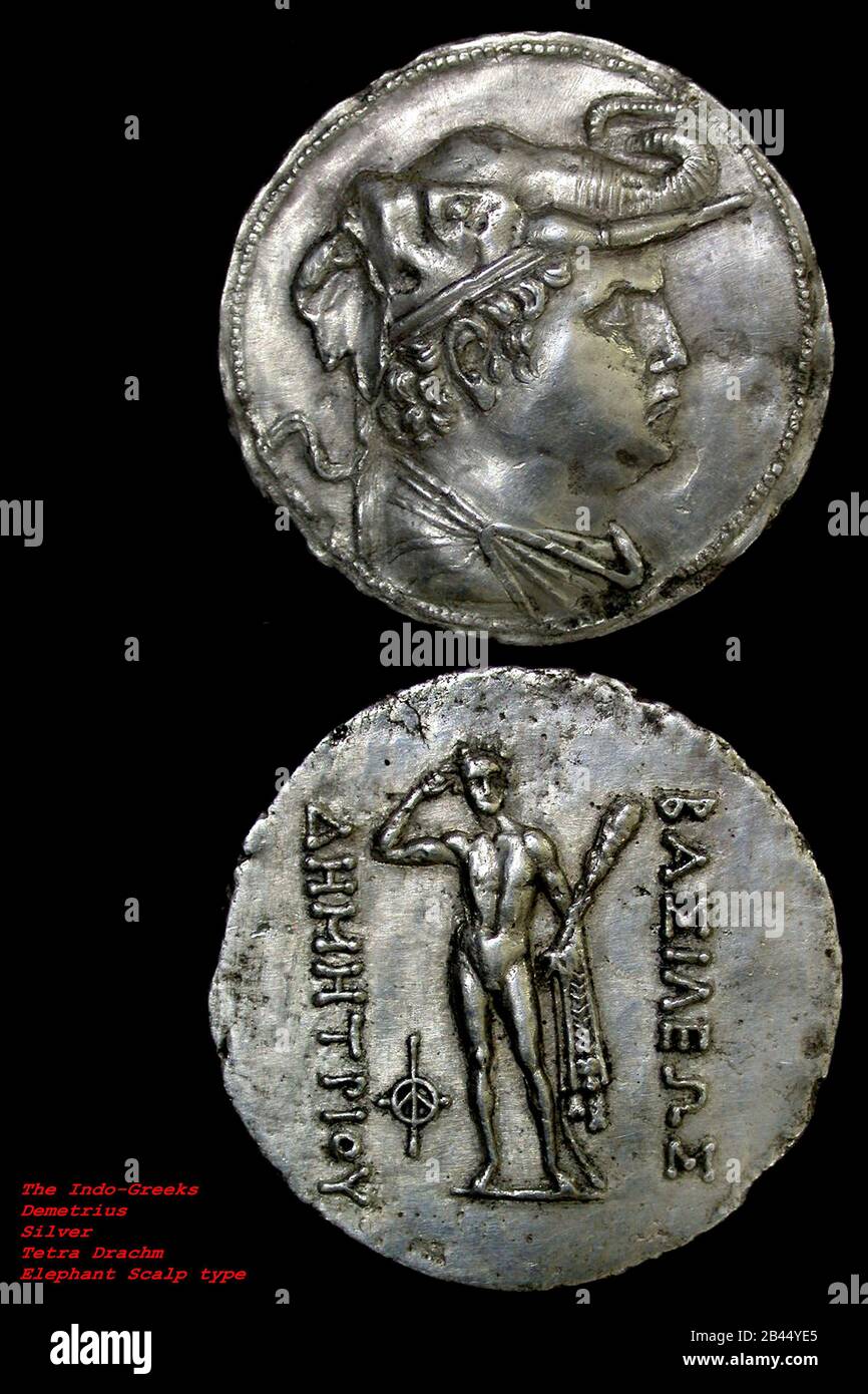 dynasty of indo greek coin demetrius India, Asia Stock Photo