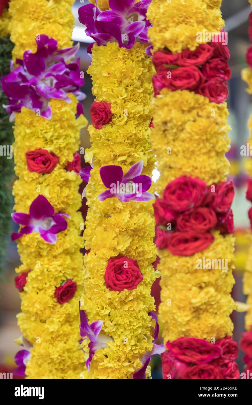 Wreath of flowers for celebration, Singapore Stock Photo Alamy