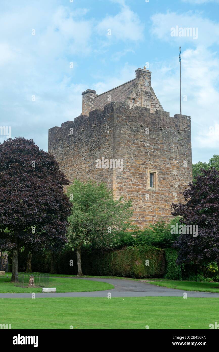 The keep of Dean Castle in Kilmarnock, East Ayrshire Stock Photo