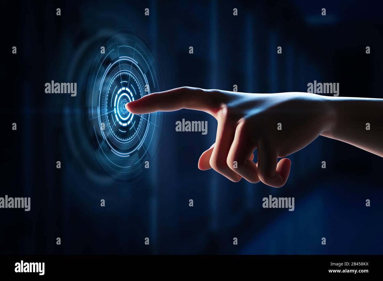 3d rendering human finger point graphic display Stock Photo - Alamy