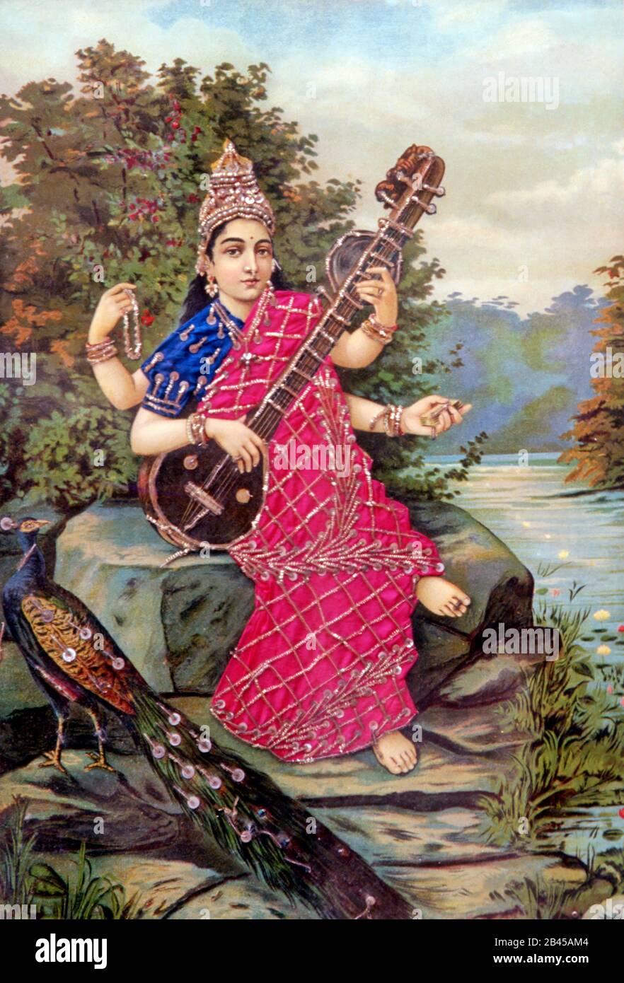 miniature painting of Goddess Saraswati, nattukkottai chettiars homes