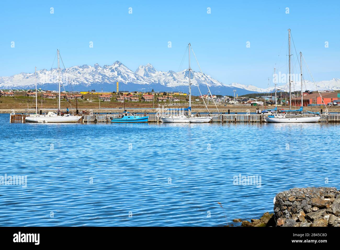 Port of Ushuaia, capital of Tierra del Fuego Province and the southernmost city in the world, Argentina. Stock Photo