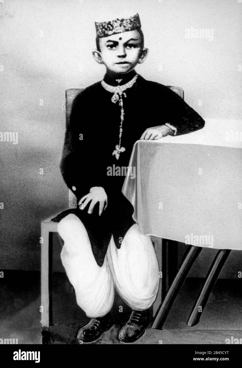 Mahatma Gandhi childhood, Porbandar, Kathiawar, Gujarat, India, Asia, 1876, old vintage 1900s picture, Stock Photo