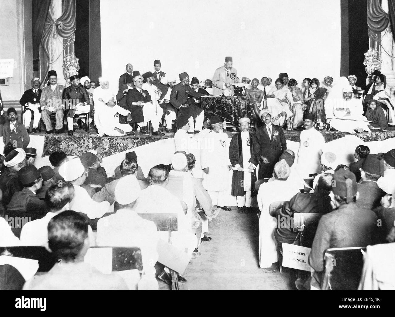 Mahatma Gandhi, Congress President, annual session, Muslim League, Globe Theatre, Bombay, Mumbai, Maharashtra, India, Asia, 31 December 1924, old vintage 1900s picture Stock Photo