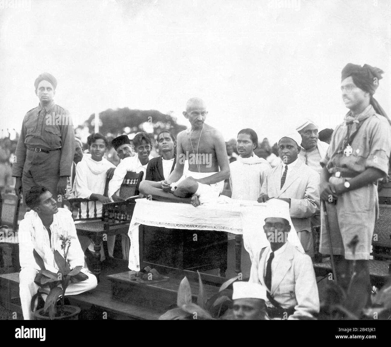 Mahatma Gandhi meeting scouts, Madras, Chennai, Tamil Nadu, India, Asia, 1927, old vintage 1900s picture Stock Photo