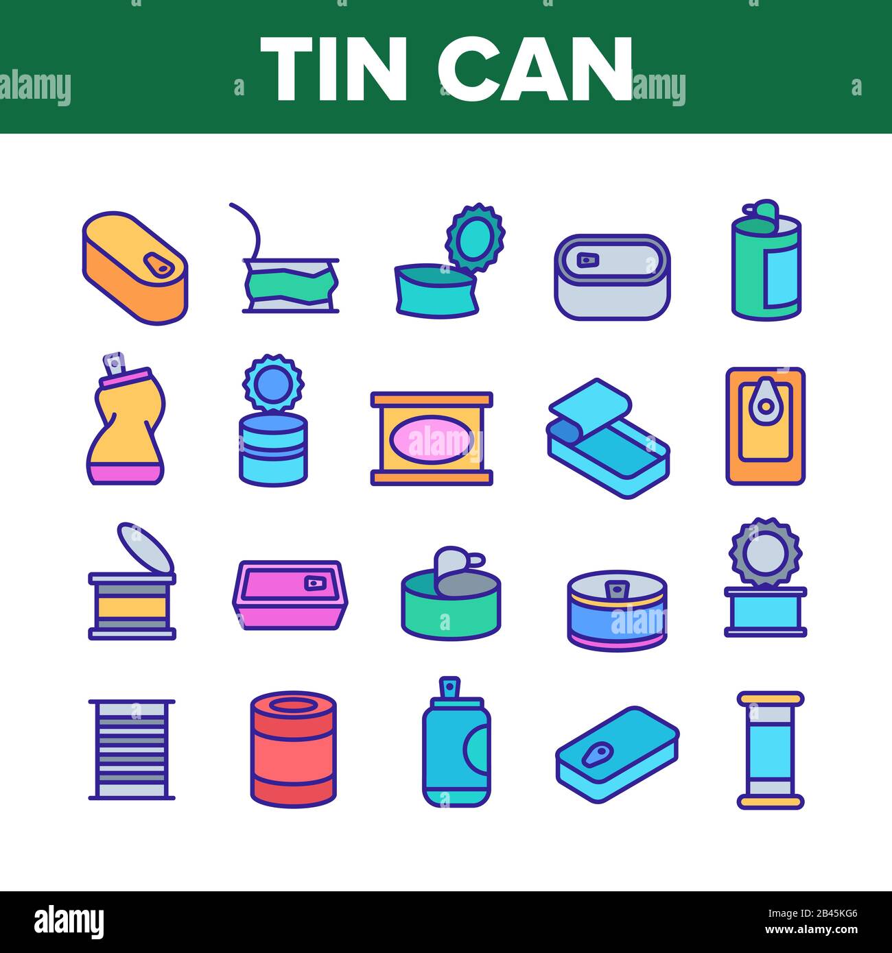 Tin Can Container Collection Icons Set Vector Stock Vector Image & Art ...