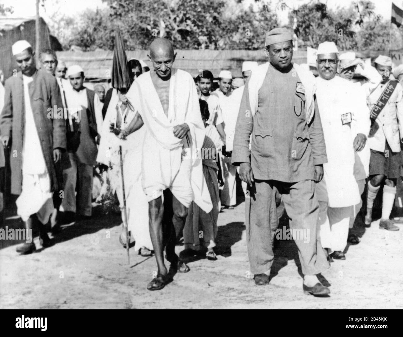 Mahatma Gandhi visiting an exhibition at Ramgarh Congress meeting, Hazaribagh, Bihar, Jharkhand, India, Asia, March 1940, old vintage 1900s picture Stock Photo