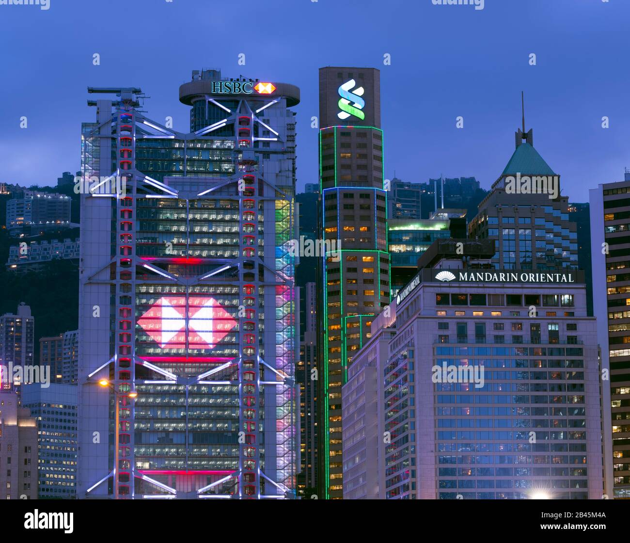 The famous Mandarin Oriental Hotel, HSBC bank and the Hong Kong