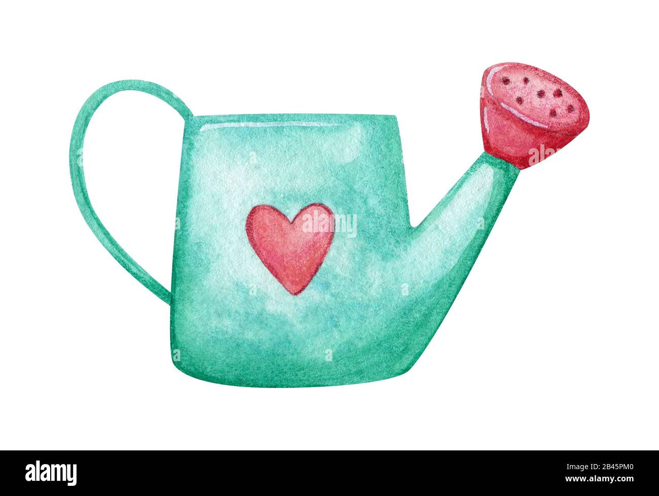 Cute watering can with pink heart. Hand drawn watercolor illustration ...