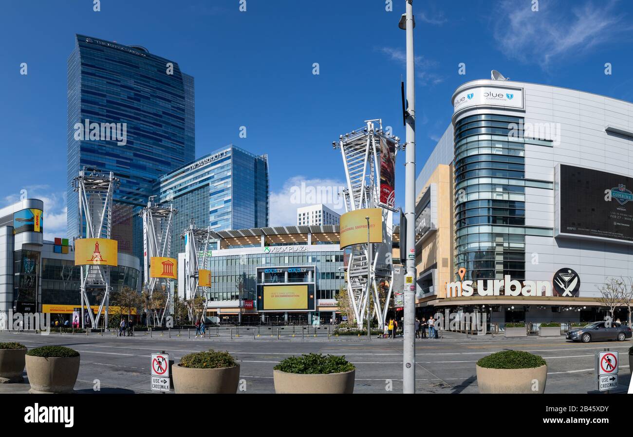 XBOX PLAZA, Microsoft Theater in front of the Staples Center, downtown of  Los Angeles - California Stock Photo - Alamy