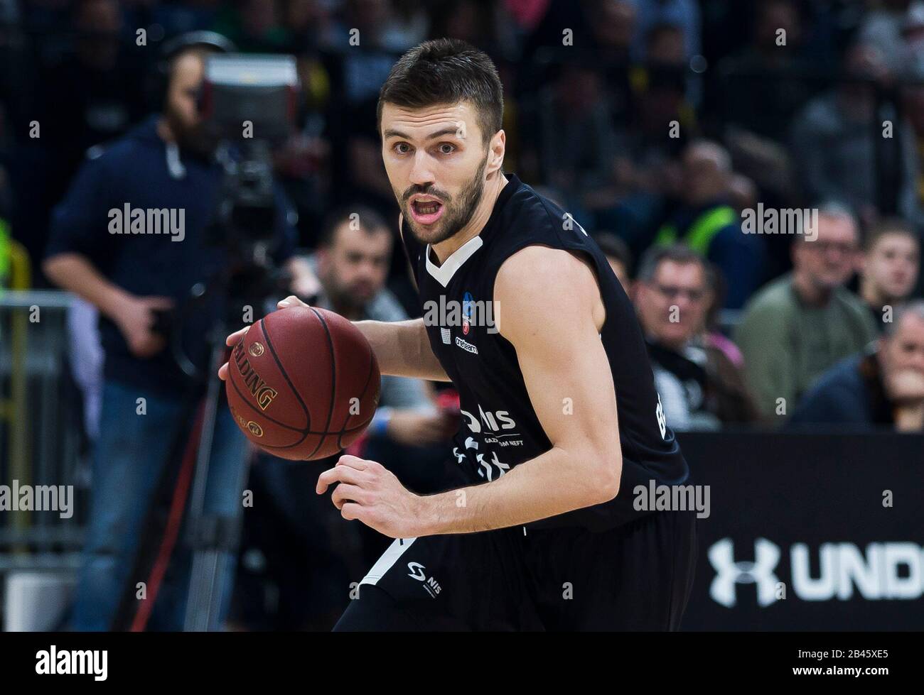 Belgrade, Serbia. 4th Mar, 2020. Nemanja Gordic of KK Partizan drives to the basket. Credit: Nikola Krstic/Alamy Live News Stock Photo