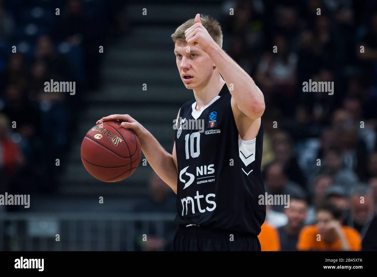 Belgrade, Serbia. 4th Mar, 2020. Ognjen Jaramaz of KK Partizan gestures. Credit: Nikola Krstic/Alamy Live News Stock Photo