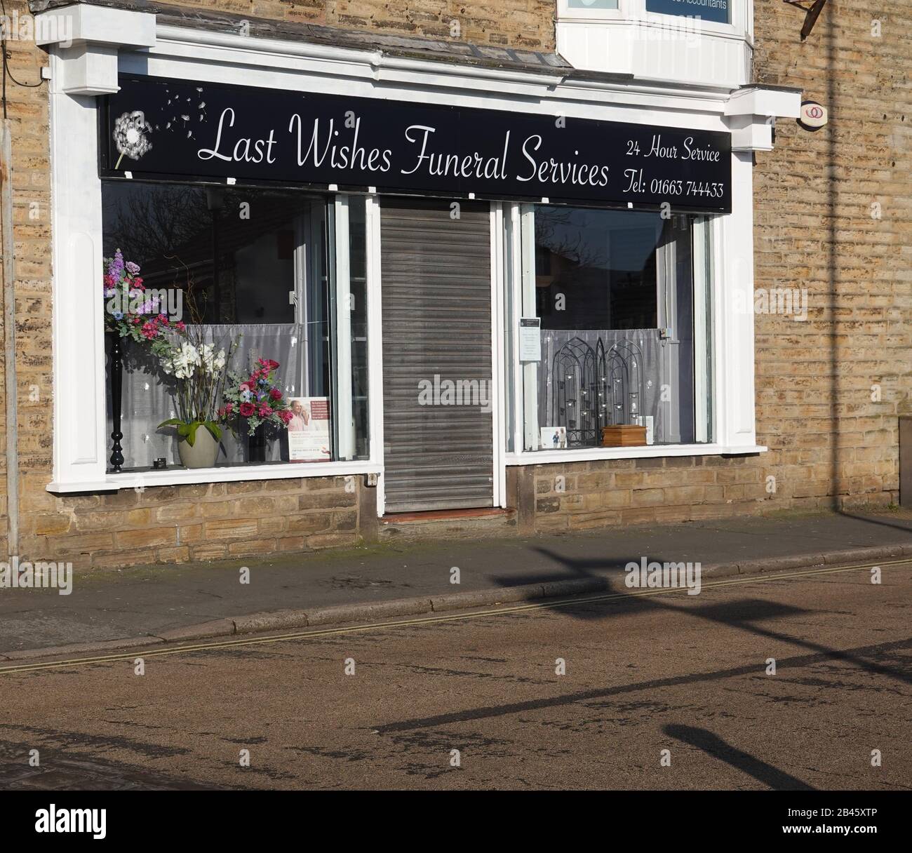 Funeral Parlour on Market Street, New Mills, Derbyshire Stock Photo Alamy