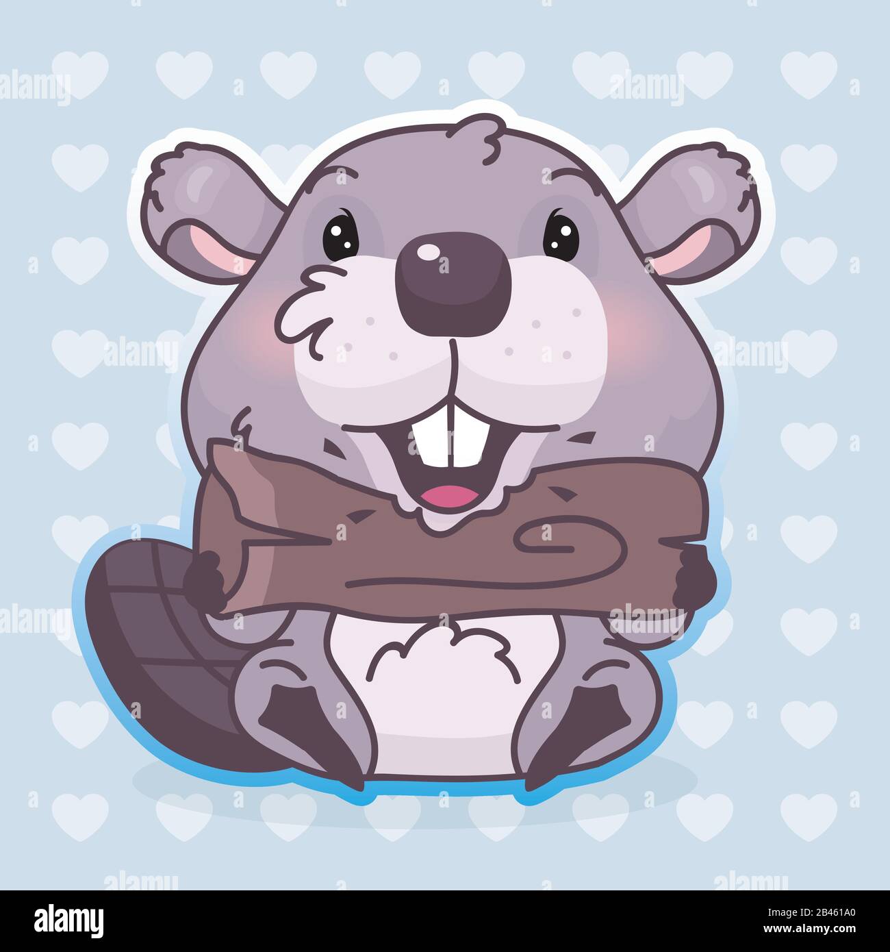 Cute Beaver Kawaii Cartoon Vector Character Adorable Happy And