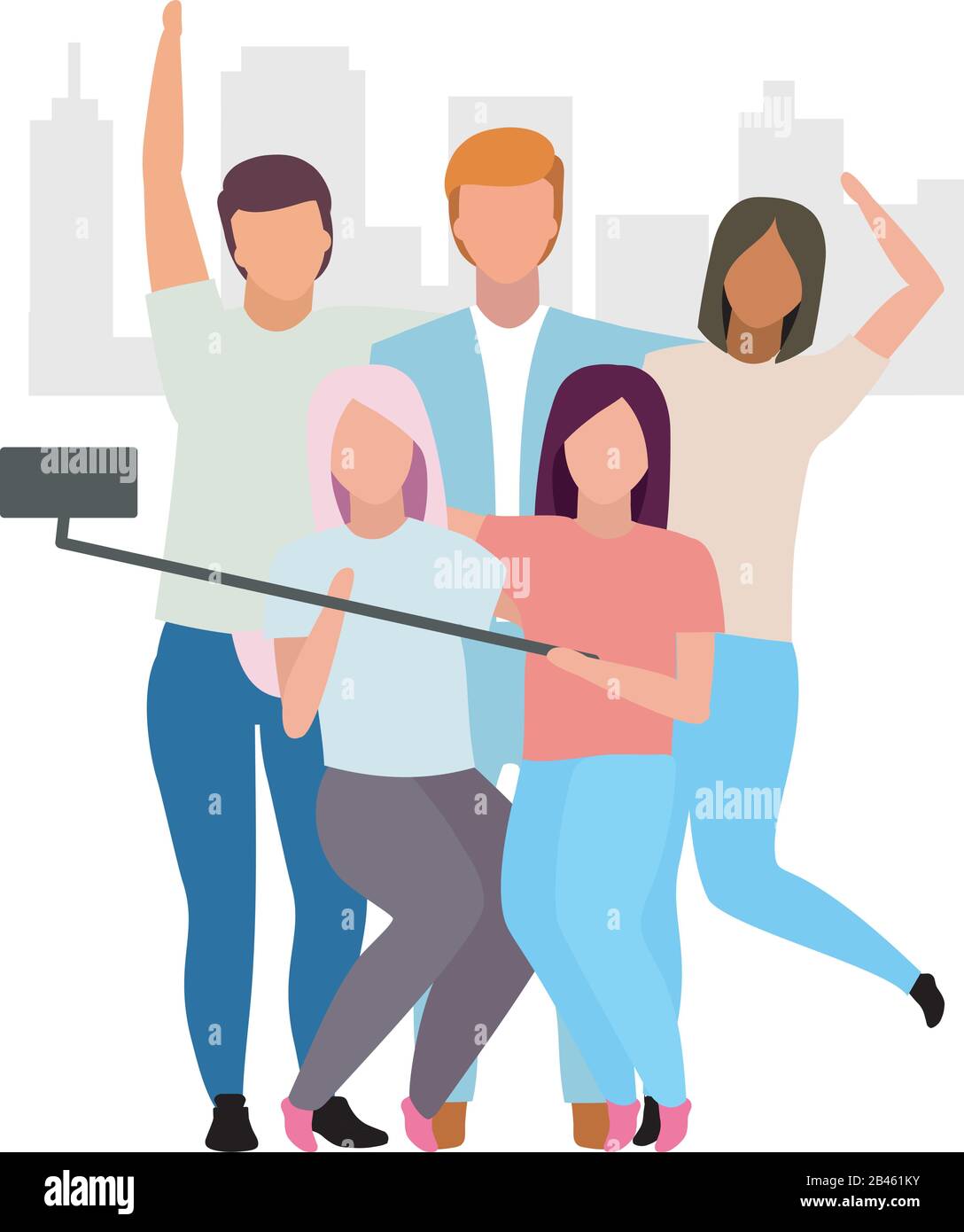 Friends taking selfie flat vector illustration. People group making photo  with phone and monopod cartoon characters. Best friends forever. Friendship  Stock Vector Image & Art - Alamy