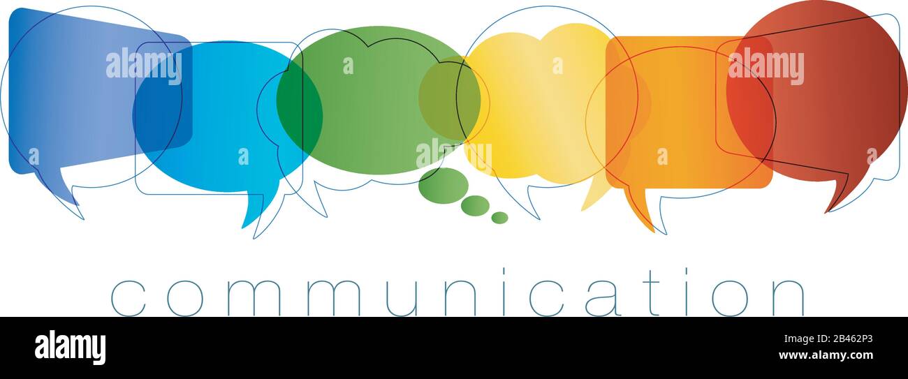 Isolated Speech bubble with rainbow colors. Communication and network concept. Text communication. Online community. Friends chatting. Contacts and on Stock Vector