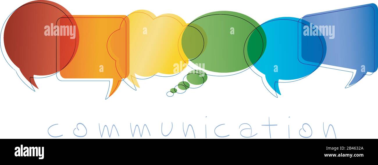 Communication and network concept. Isolated Speech bubble with rainbow colors. Text communication. Online community. Friends chatting. Contacts and on Stock Vector