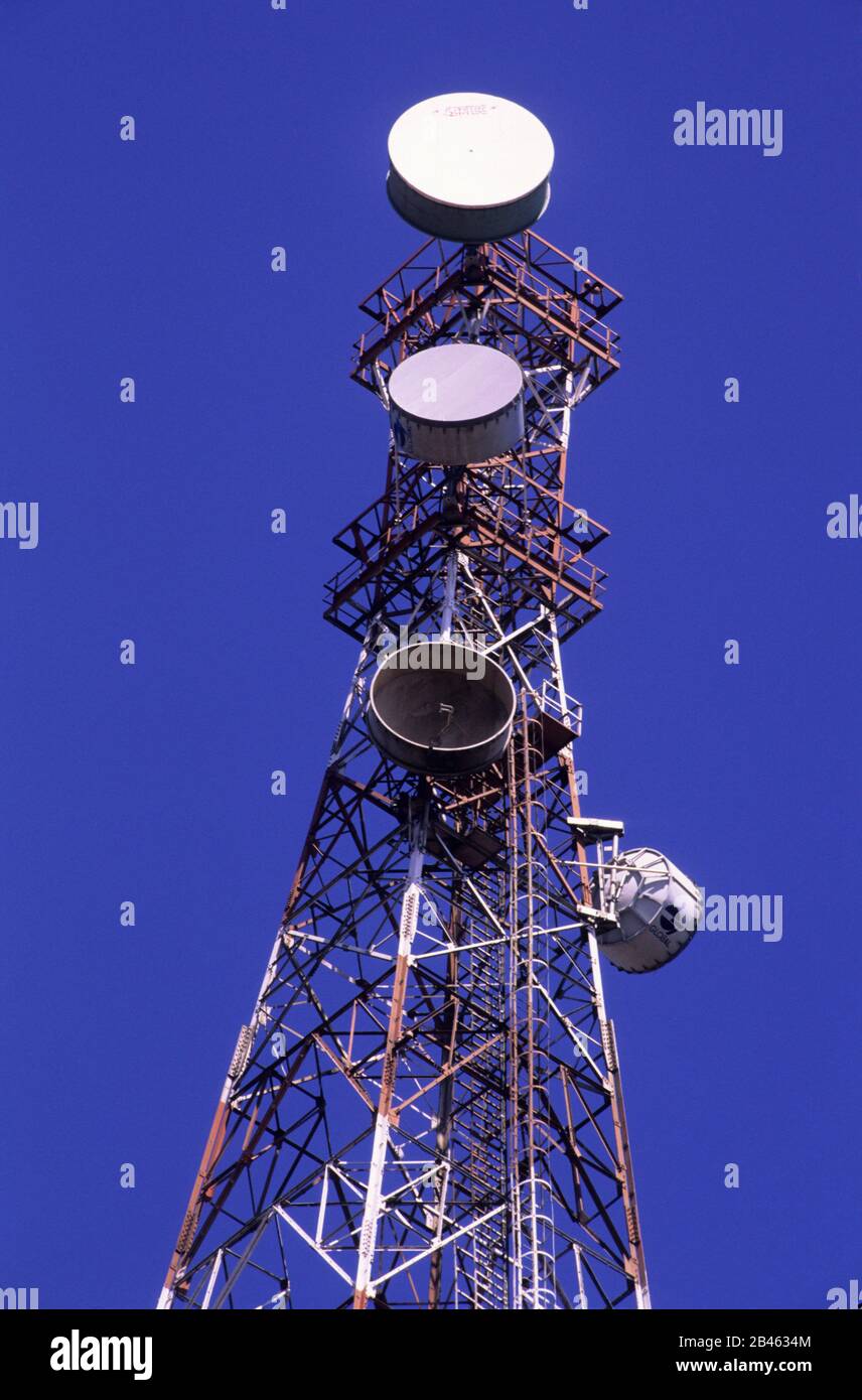 microwave telecommunication communication tower in pune at Maharashtra India, Asia Stock Photo