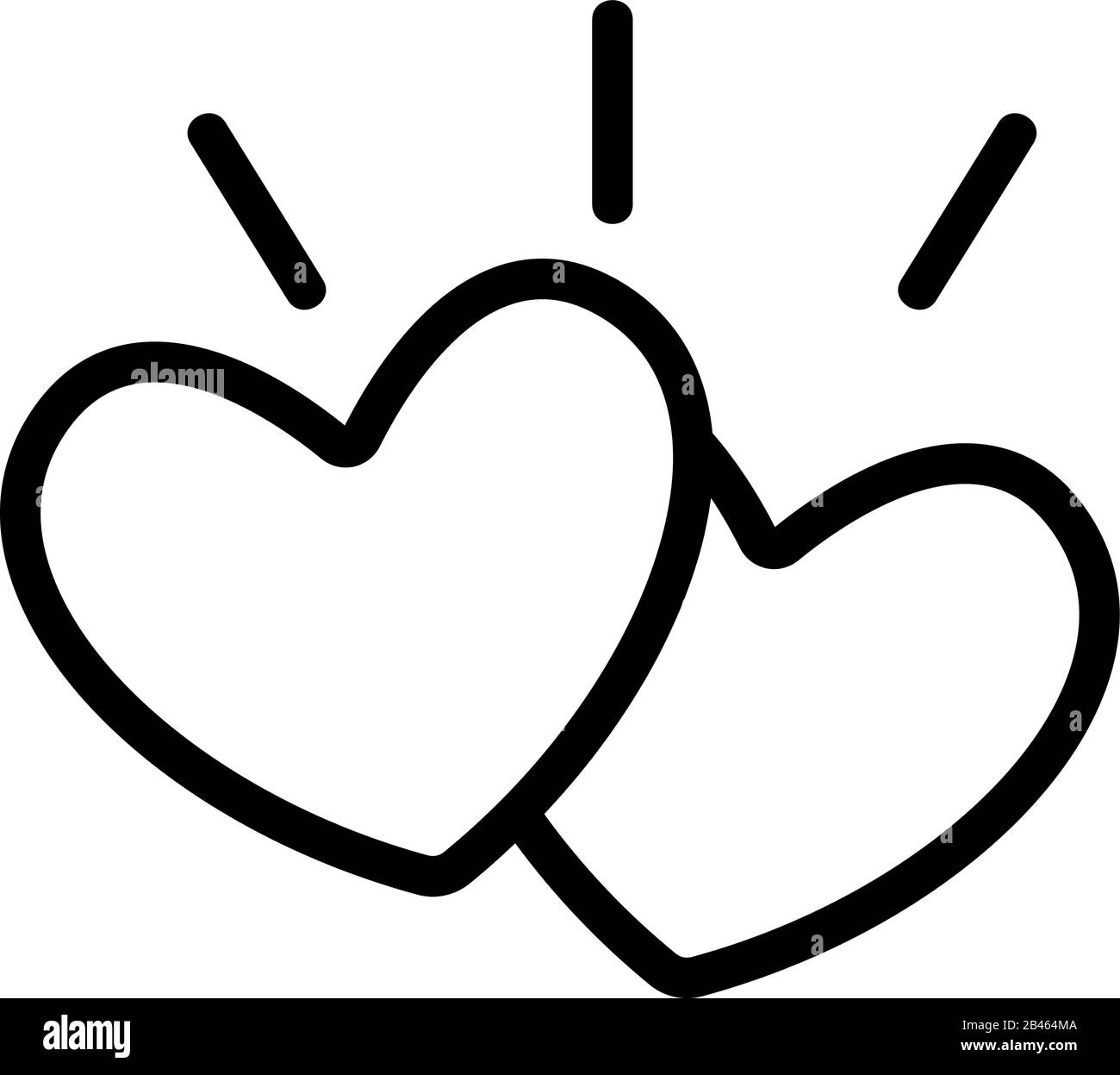 Two hearts icon vector. Isolated contour symbol illustration Stock Vector