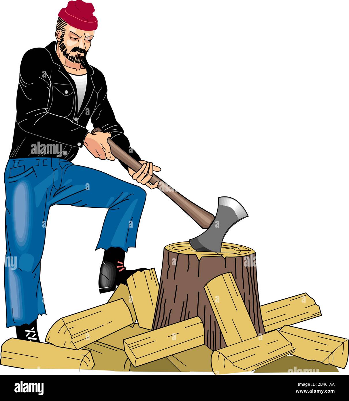 Chopping Wood Vector Illustration Stock Vector