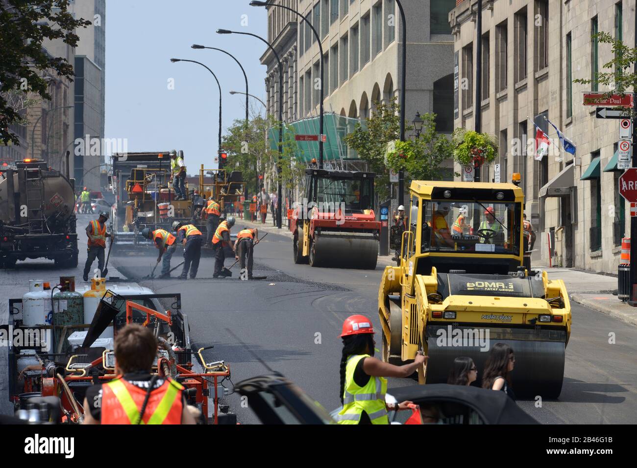 Strassenbau, Boulevard Saint Laurent, Montreal, Quebec, Kanada Stock Photo