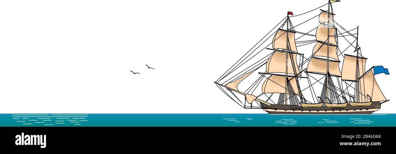 Sailing Ship Vector Illustration Stock Vector Image & Art Alamy