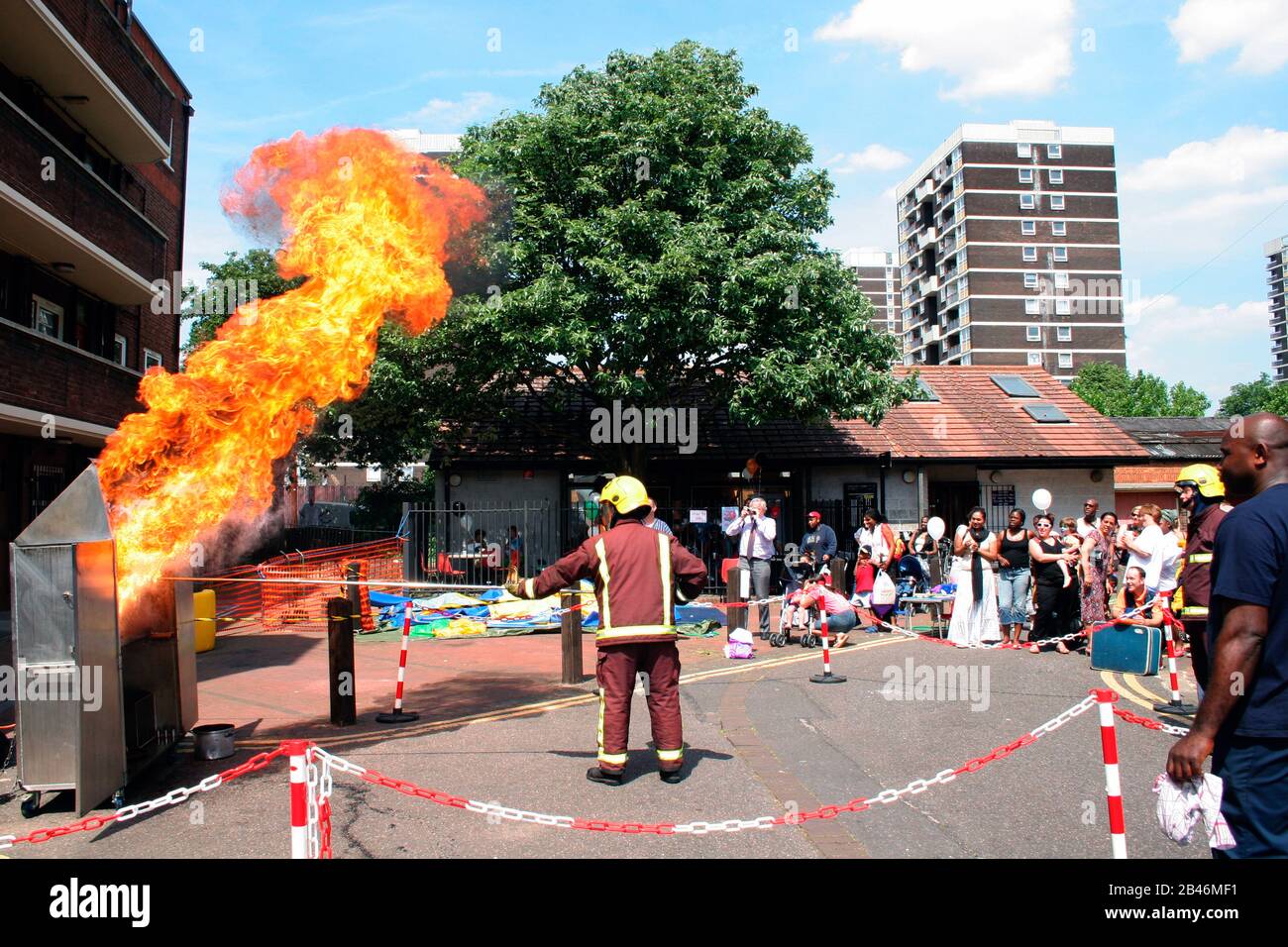 London Fire Brigage demonstrating the effects of attempting to