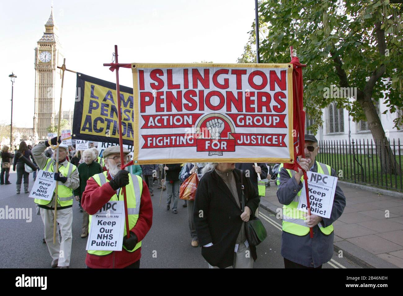 Lambeth & Islington Pensioners Action Groups on Save the NHS demo; Westminster; London 1 Nov 2006 UK Stock Photo