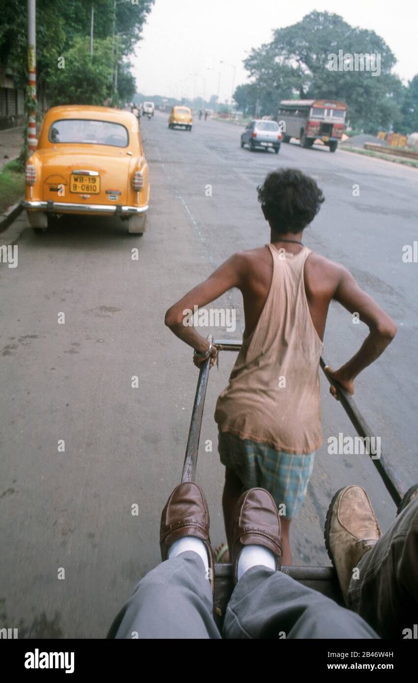 hand rickshaw, calcutta, west bengal, India, Asia Stock Photo