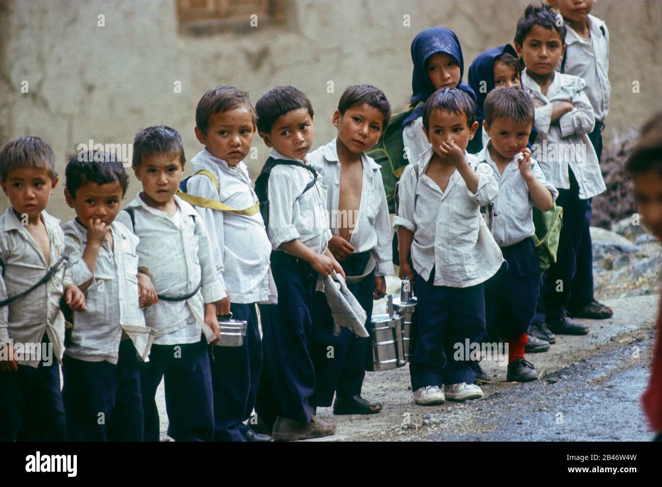 School children in uniform and with tiffin boxes ; sankoo ; ladakh ; jammu  and kashmir ; India ; Asia Stock Photo - Alamy