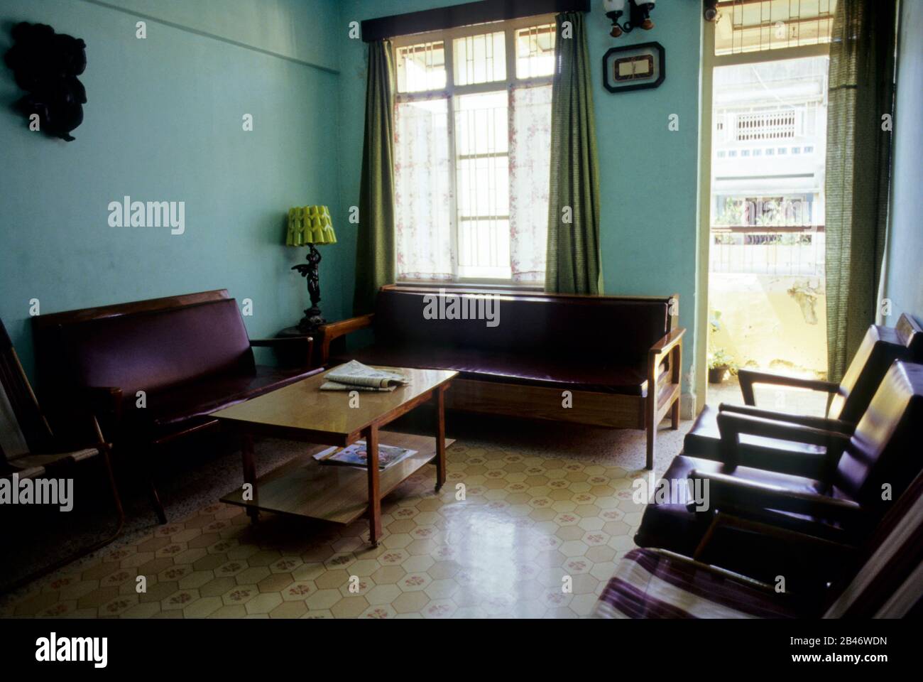 Interior of house hall ; living room ; sofa chairs table ; India ; Asia Stock Photo